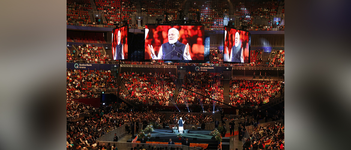  PM Modi addressing Indian community at Qudos Bank Arena on 23 April 2023